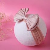 Double Layered Rose Pink Bow Cotton Headband